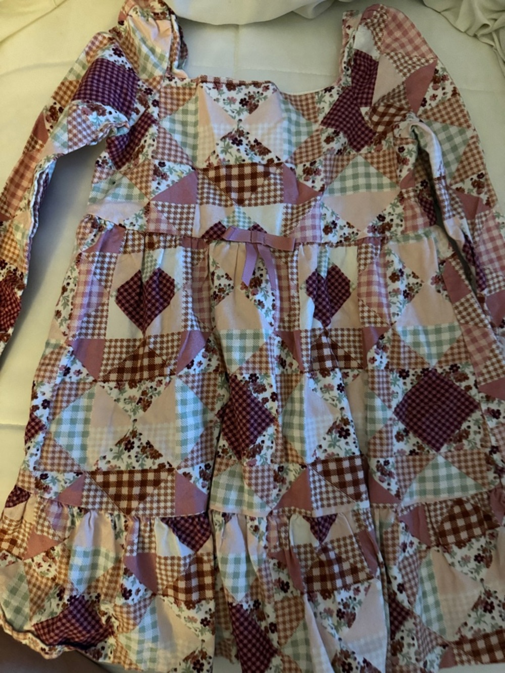 Gymboree Pink and Burgundy Patchwork Heart Print Dress